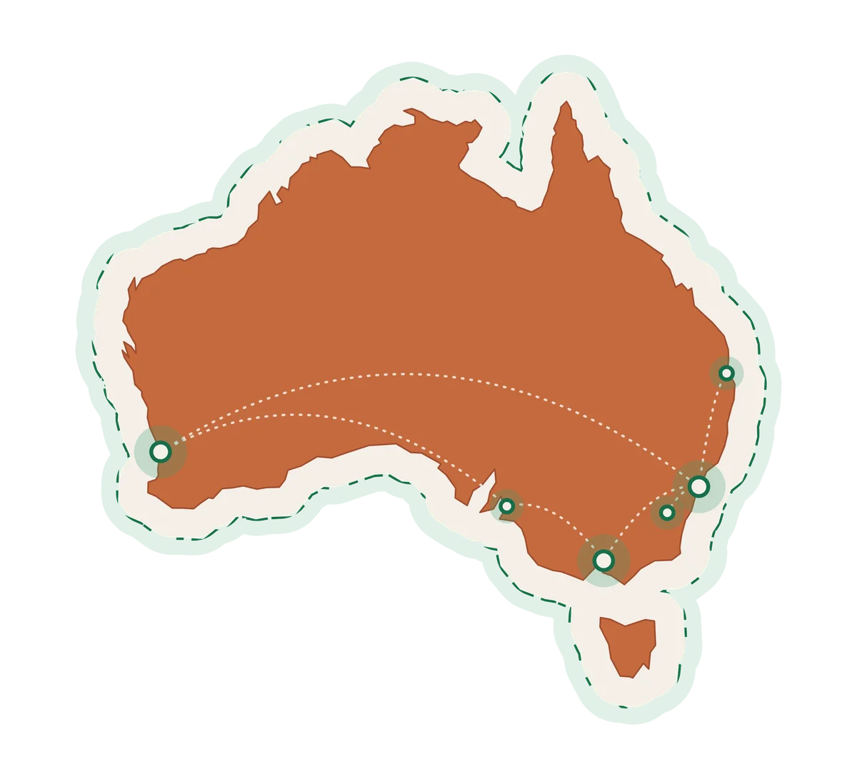 Map of Australia showing onshore data centres